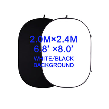 Collapsible 2-in-1 Background Backdrop Black/White 2.0x2.4m